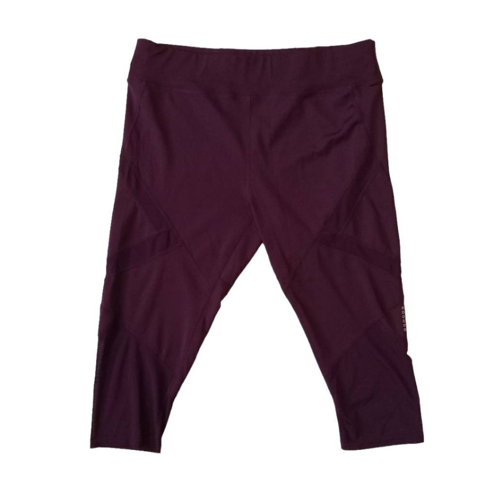 RAG Purple Plus Size High Rise Mesh Panels Capri Length Active Leggings Size 2X